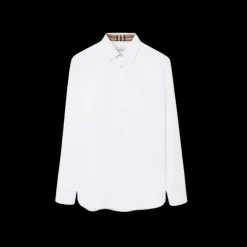 Chemise BURBERRY Sherfield coton stretch blanc broderie chevalier équestre