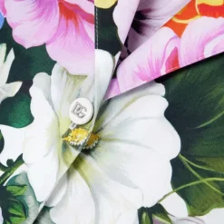 Chemise courte à nouer DOLCE & GABBANA coton blanc imprimé fleurs