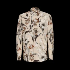 Chemise DOLCE & GABBANA manche longue Martina popeline beige imprimé tulipes