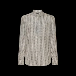 Chemise DOLCE & GABBANA coton blanc multi logo DG noir allover