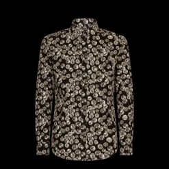 Chemise DOLCE & GABBANA manche longue coton noir pièces monnaie Or