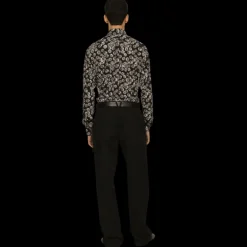 Chemise DOLCE & GABBANA manche longue coton noir pièces monnaie Or