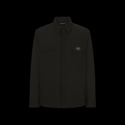 Chemise DOLCE GABBANA nylon noir étiquette logo poche poitrine