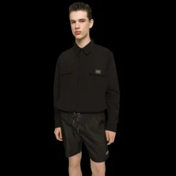 Chemise DOLCE GABBANA nylon noir étiquette logo poche poitrine