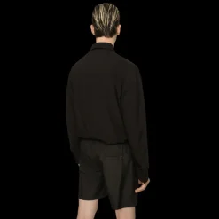 Chemise DOLCE GABBANA nylon noir étiquette logo poche poitrine