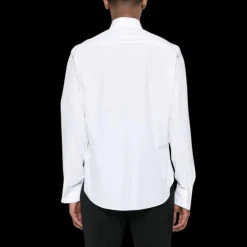 chemise LANVIN col plat pointu coton blanc nervures plastron