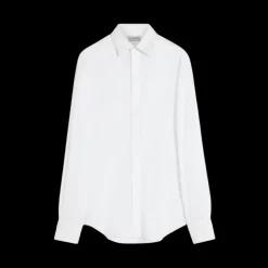 Chemise LANVIN coton soie blanc détails gros grains ruban col