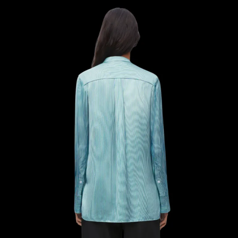Chemise LOEWE viscose soie rayures vert bleu