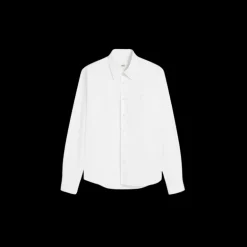 Chemise manche longue AMI Paris popeline coton blanc broderie cœur blanc