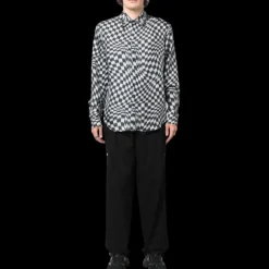 Chemise manche longue AMIRI soie pied de poule multi logo noir blanc