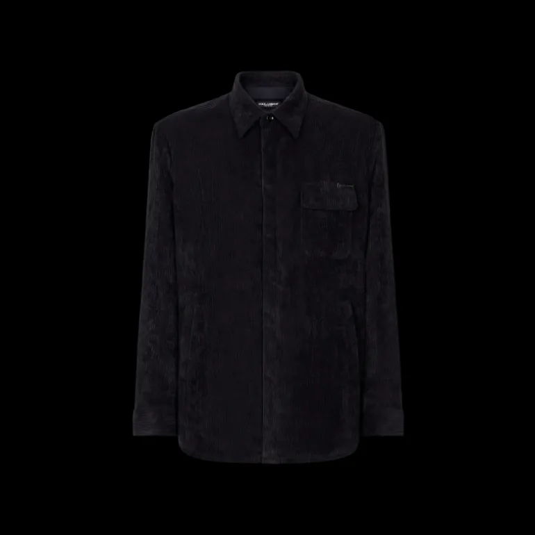 Chemise manche longue DOLCE & GABBANA velours côtelé noir Réédition