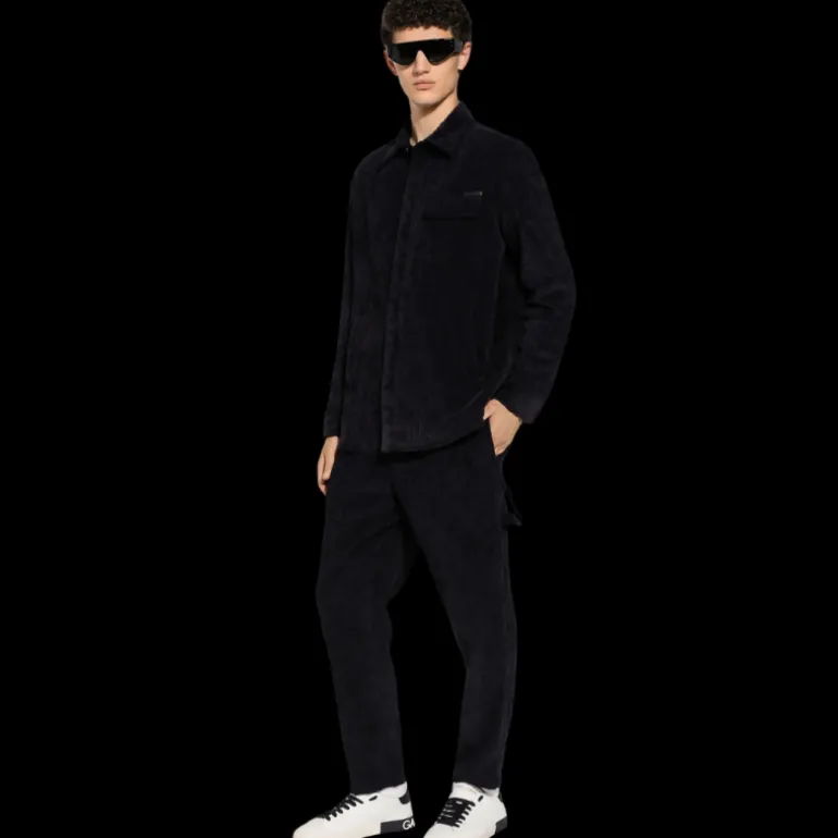 Chemise manche longue DOLCE & GABBANA velours côtelé noir Réédition