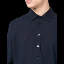 Chemise manche longue HERNO jersey coton bleu marine