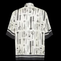 Chemise manches courtes soie blanc imprimé Fendi Tools