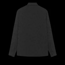 chemise manches longues SAINT LAURENT soie mate et brillante motif ton sur ton noir