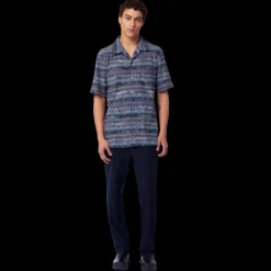Chemise MISSONI manches courtes jersey zigzag bleu
