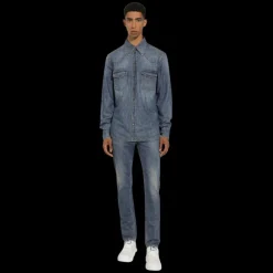 Chemise oversize DOLCE GABBANA en jean manche longue coton bleu délavé