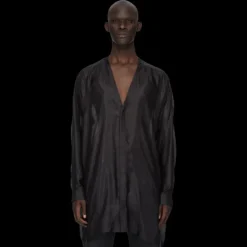 Chemise RICK OWENS manche longue Dust Larry col V soie noire