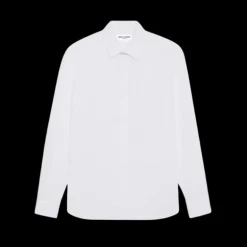 chemise SAINT LAURENT manche longue col Yves popeline coton blanc