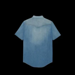 Chemise SAINT LAURENT manches courtes denim coton jean bleu