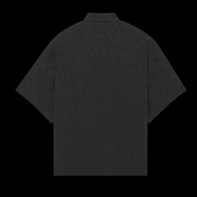 chemise SAINT LAURENT oversize manches courtes soie mate brillante noire