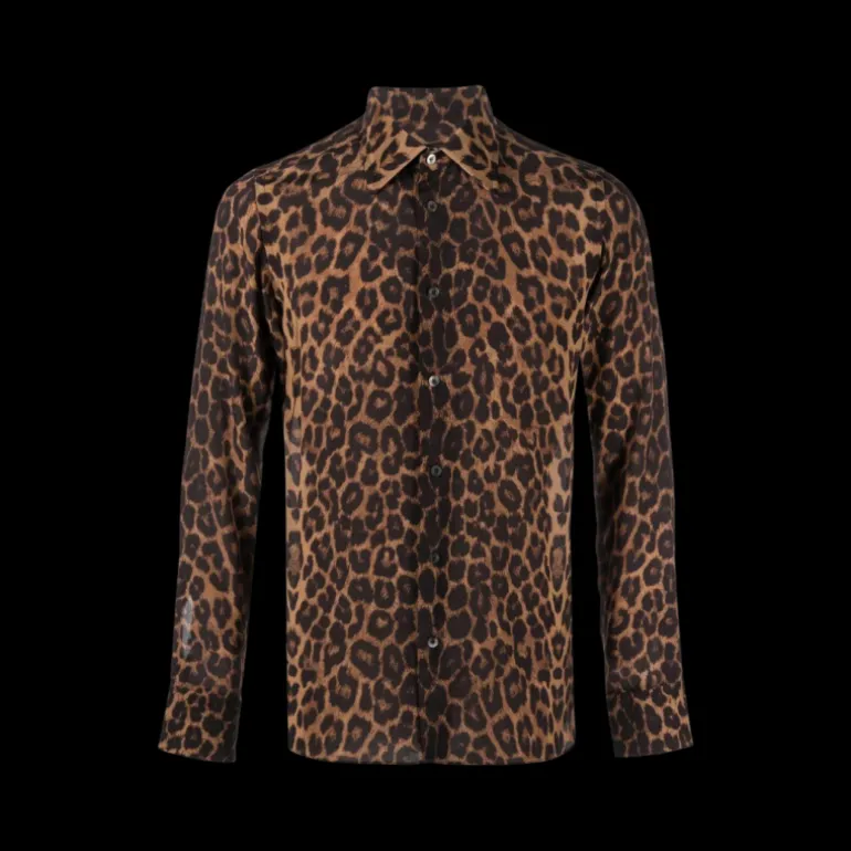 Chemise TOM FORD manche longue soie léopard