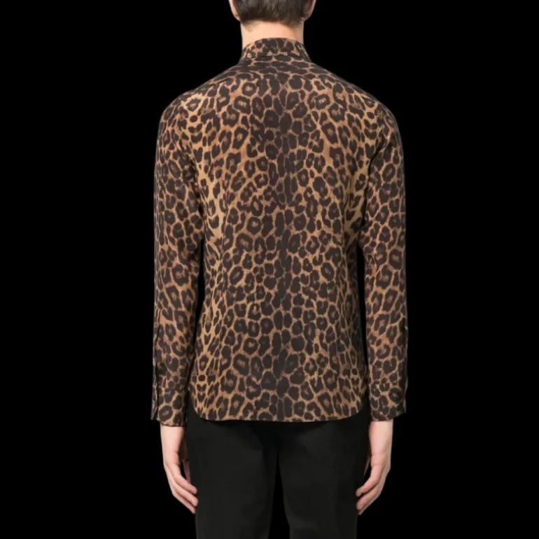 Chemise TOM FORD manche longue soie léopard