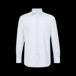 Chemise ZEGNA manche longue col italien popeline coton bleu ciel