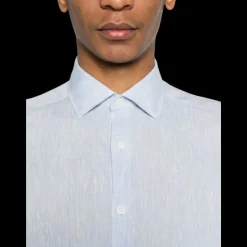 Chemise ZEGNA manche longue col italien pur lin bleu ciel