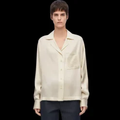 Chemisier pyjama LOEWE soie ivoire poche anagramme