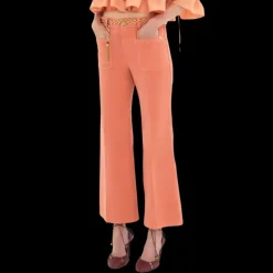CHLOE Pantalon jean bootcut court toile coton corail