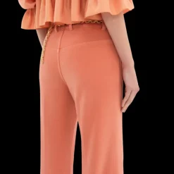 CHLOE Pantalon jean bootcut court toile coton corail