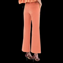 CHLOE Pantalon jean bootcut court toile coton corail