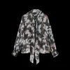 CHLOE Top blouse Georgette de soie imprimé floral col lavallière