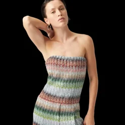 Combinaison bustier pantalon MISSONI viscose zigzag sequins vert orange