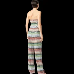Combinaison bustier pantalon MISSONI viscose zigzag sequins vert orange