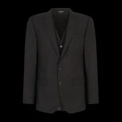 Costume 3 pièces Martini bleu marine Dolce Gabbana Veste à revers Gilet Pantalon