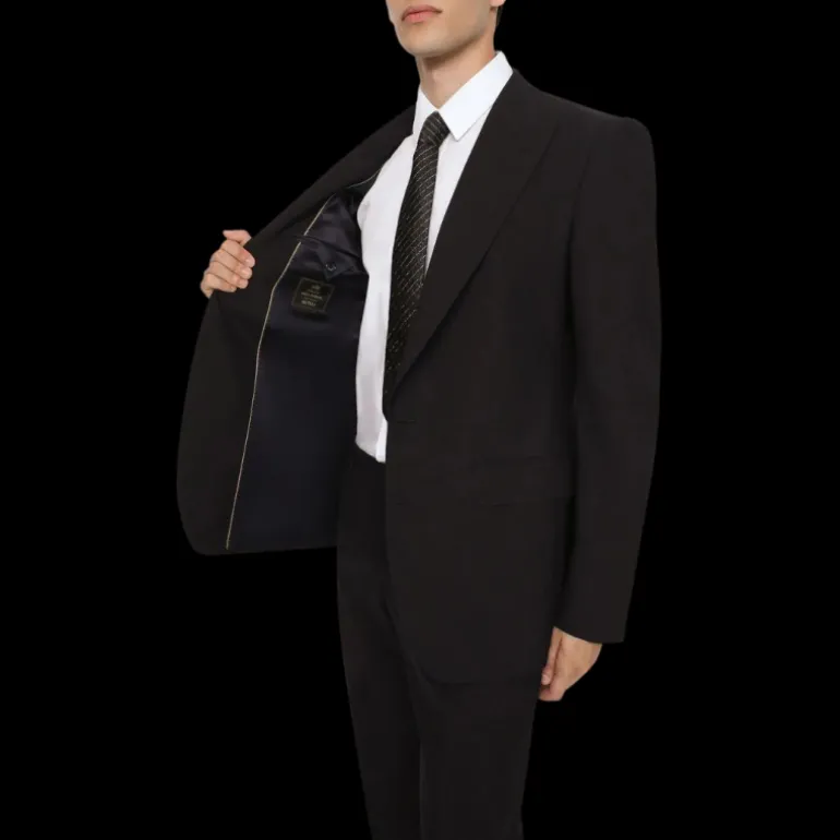 Costume DG Essentials laine noire revers pointus