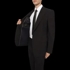 Costume Smoking DOLCE & GABBANA laine vierge micro caviar bleu nuit