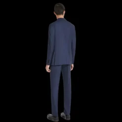 Costume ZEGNA laine bleu marine fines rayures bleu ciel