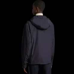 Coupe vent capuche MONCLER Fuyue bleu marine logo gomme poitrine