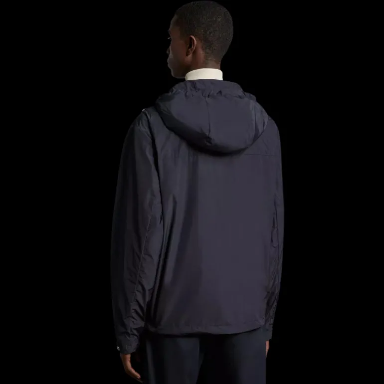 Coupe vent capuche MONCLER Fuyue bleu marine logo gomme poitrine
