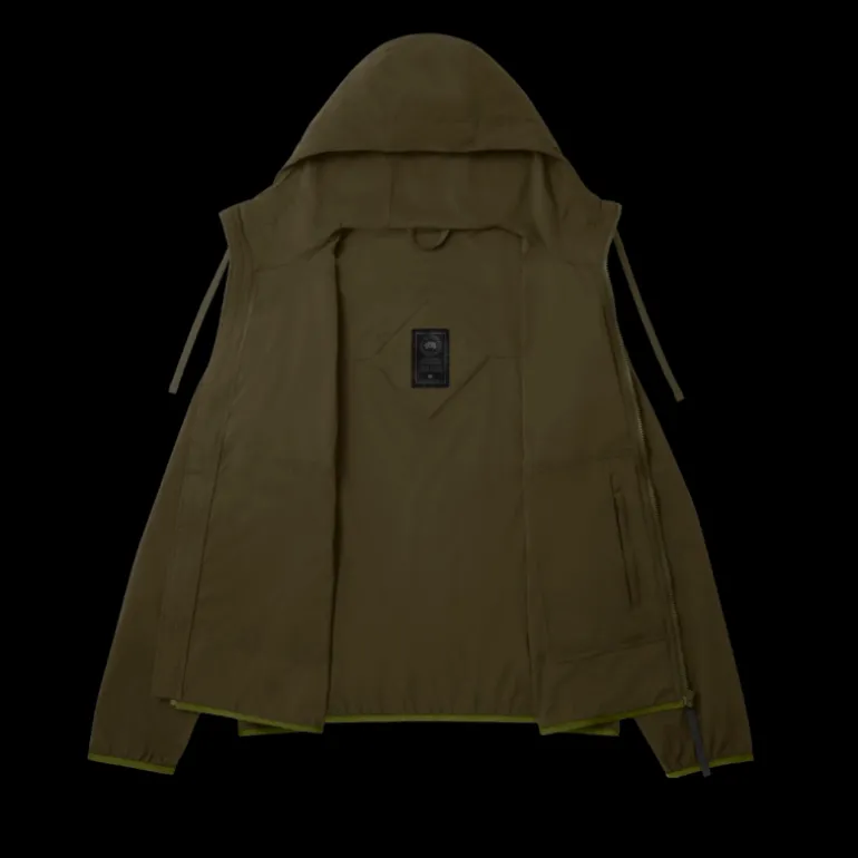 Coupe vent zippé à capuche CANADA GOOSE Killarney nylon kaki logo noir
