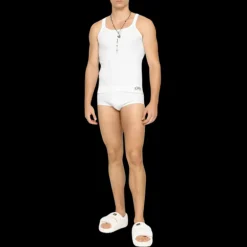 Débardeur DOLCE & GABBANA jersey coton blanc patch logo Ré-édition