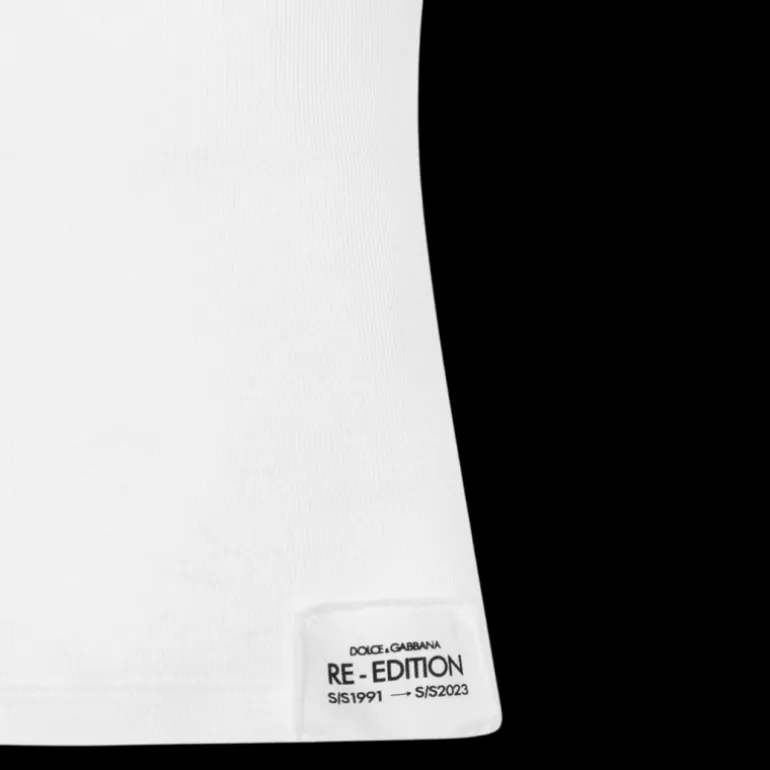 Débardeur DOLCE & GABBANA jersey coton blanc patch logo Ré-édition