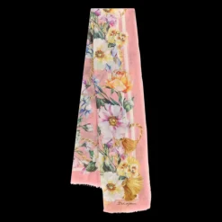 DOLCE & GABBANA Foulard carré cachemire soie imprimé floral rose