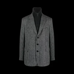 DOLCE &GABBANA Veste Blazer laine Noir Gris Réédition Gilet maille col zippé
