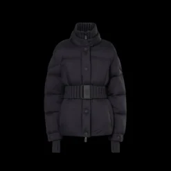 Doudoune courte Coronel nylon noir capuche ceinture Moncler Grenoble