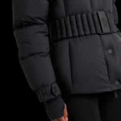 Doudoune courte Coronel nylon noir capuche ceinture Moncler Grenoble