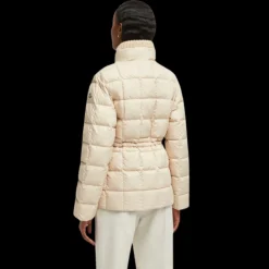 Doudoune courte MONCLER Antigone nylon beige col maille